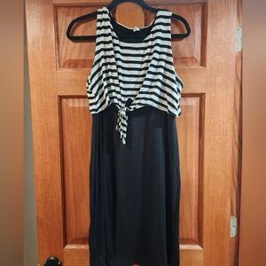 Pinkblush Maternity Dress Striped Black Large